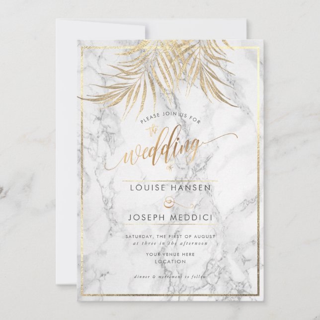 Anúncio Faux Dourado Palms+ Casamento Marble (Frente)