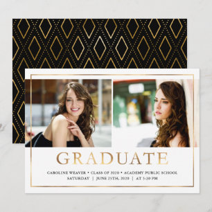 Anúncio Faux Gold Foil Look Graduação Fotográfica Open Hou