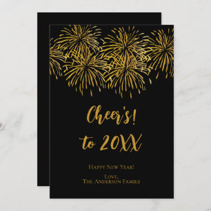 Anúncio Feliz ano novo Dourado de fogos de artifício preto