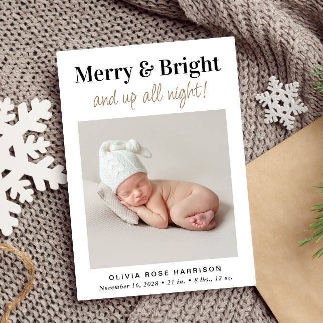 Anúncio Feliz Brilhante Foto de Natal Nascido (A fun and unique way to thank family and friends and to introduce them to your baby this Christmas)