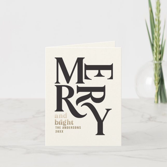 Anúncio Feliz brilhante preto + ouro dobrado Natal (Frente)