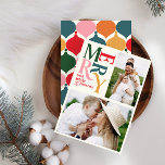 Anúncio Feliz colorida de Natal<br><div class="desc">Cartão de natal de feliz gráfico colorido vintage. Parte de uma coleção de feriados divertida.</div>