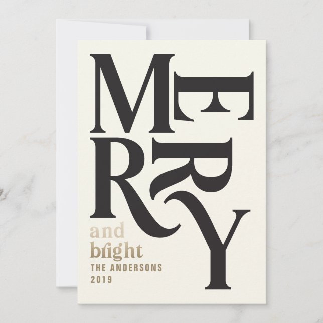 Anúncio Feliz de Natal, preto e creme (Frente)