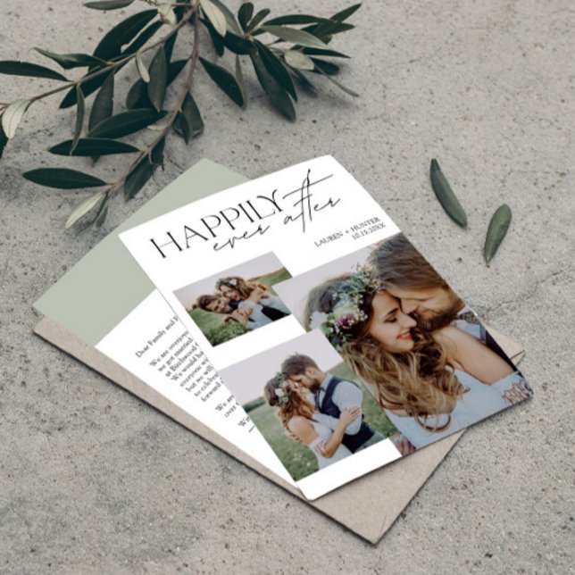 Anúncio Feliz Dia Após Foto Moderna Casamento (Easily personalize this wedding announcement with your deets and photos)