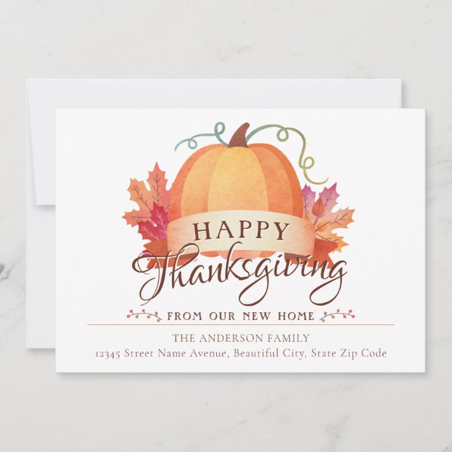 Anúncio Feliz Dia de Ação de Graças Novo Endereço Para Cas (Frente)