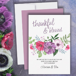 Anúncio Feliz e abençoado Flor Púrpura Rosa Grávida