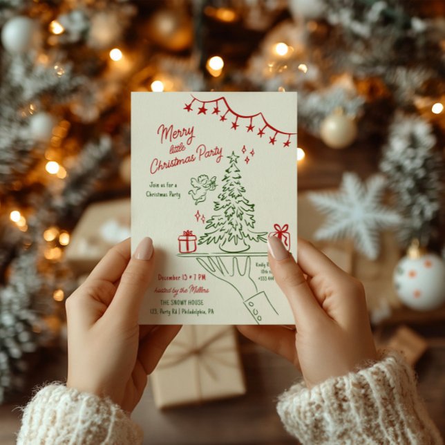 Anúncio Feliz Festa de Férias de Natal Desenhada (Criador carregado)