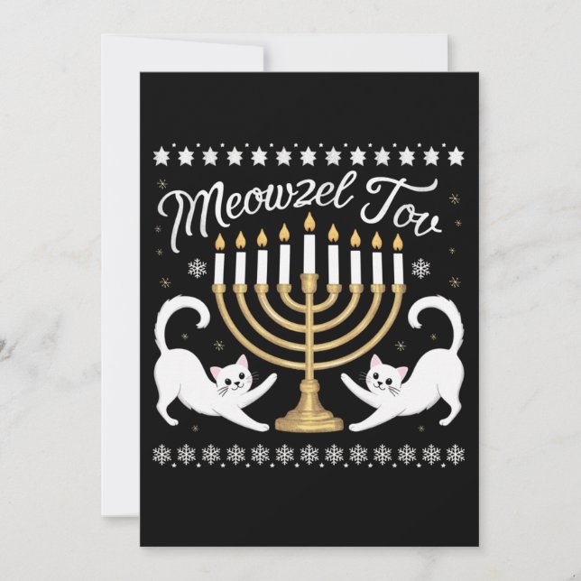 Anúncio Feliz Meowzel Tov Chanukah Hanukkah Suéter Feio Di (Frente)