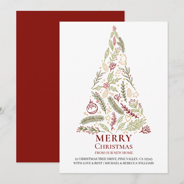 Anúncio Feliz Natal do Novo Pinheiro Doméstico e da Holly  (Frente/Verso)