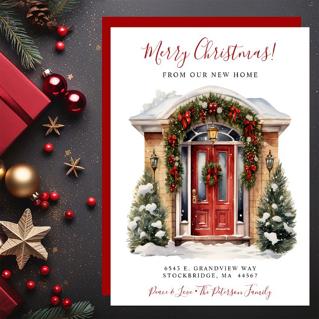 Anúncio Feliz Natal Nova Casa Porta Vermelha se Movendo (Criador carregado)