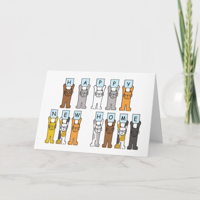 Anúncio Feliz Novo Gato de Cartoons em Casa (Frente)