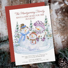 Anúncio Feliz Snowmen Nova Casa para Feriados em Movimento