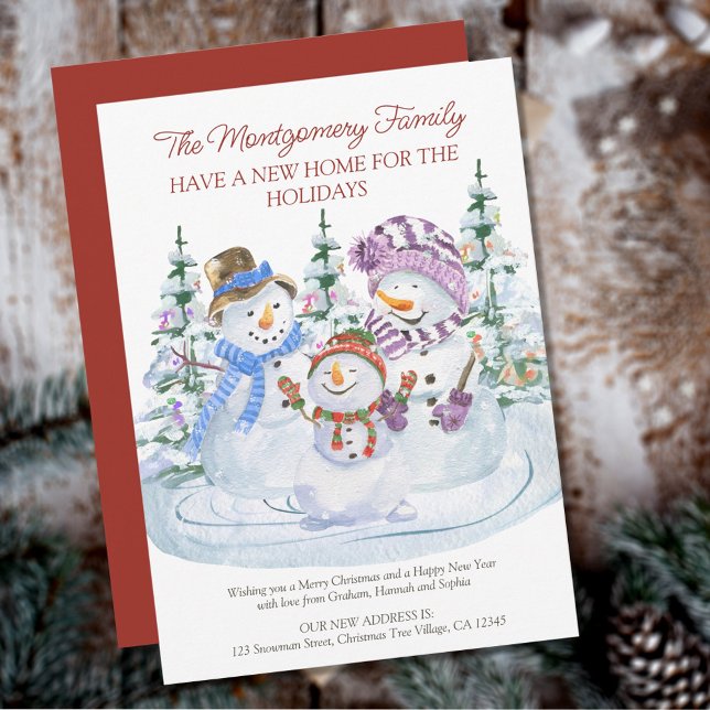 Anúncio Feliz Snowmen Nova Casa para Feriados em Movimento (Criador carregado)