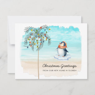 Anúncio Feriado da Família Cena de Pinguin na Praia Bonit