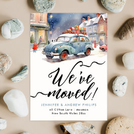 Anúncio Feriado de inverno bonito Novo Endereço Aquarela