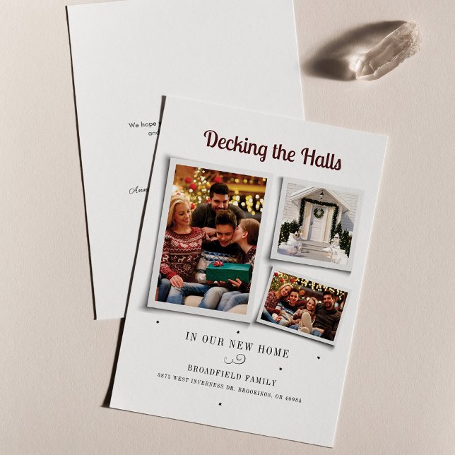 Anúncio Feriados de Natal em Decking New Halls em Moviment (New Address Family Photos Christmas Card)