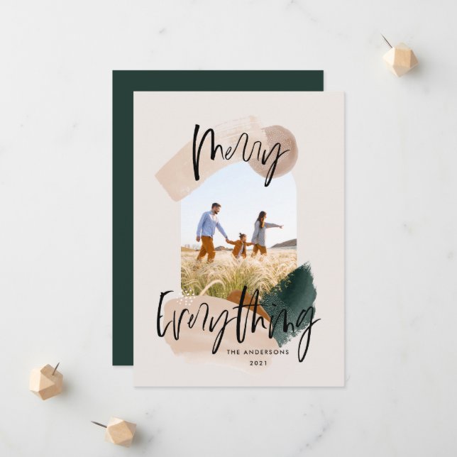 Anúncio Férias de Natal com abstrato verde moderno (Frente/Verso In Situ)