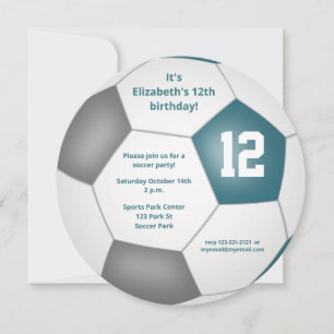 Anúncio festa de aniversário de futebol branco da cinza T