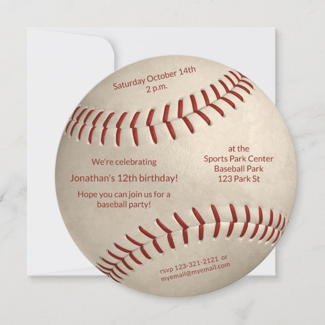 Anúncio festa de aniversario de meninas de beisebol para r (Frente)