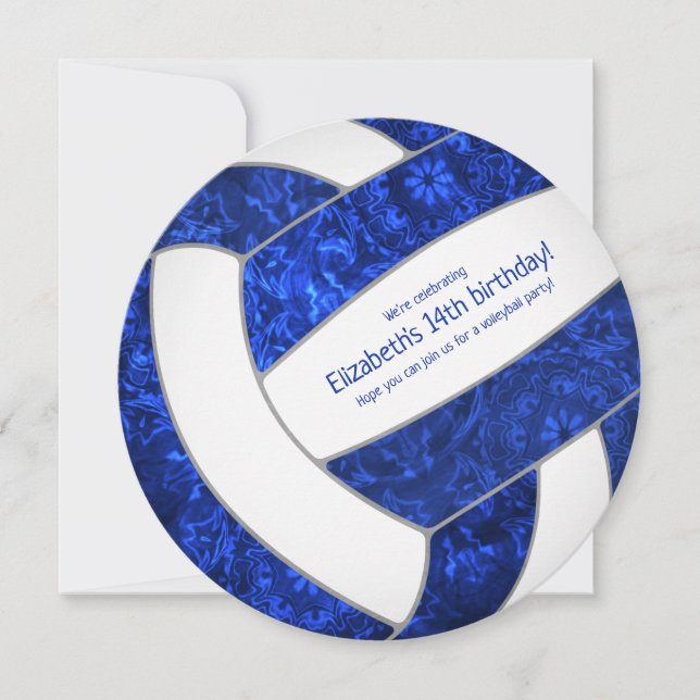 Anúncio festa de aniversário de vôlei de cinta branca azul (Frente)