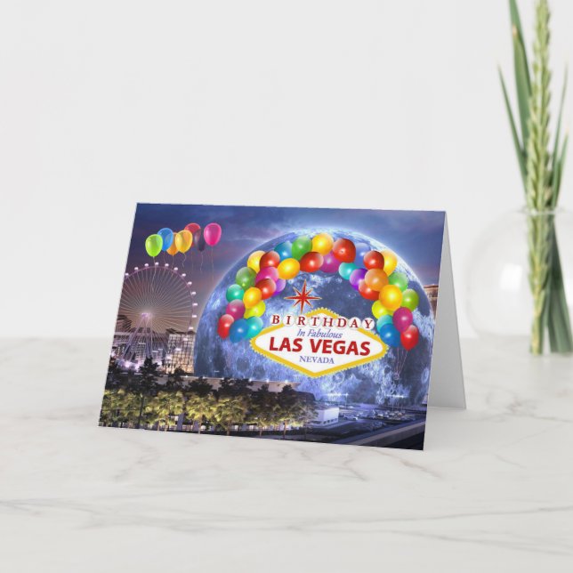 Anúncio Festa de aniversário em Las Vegas Card (Frente)