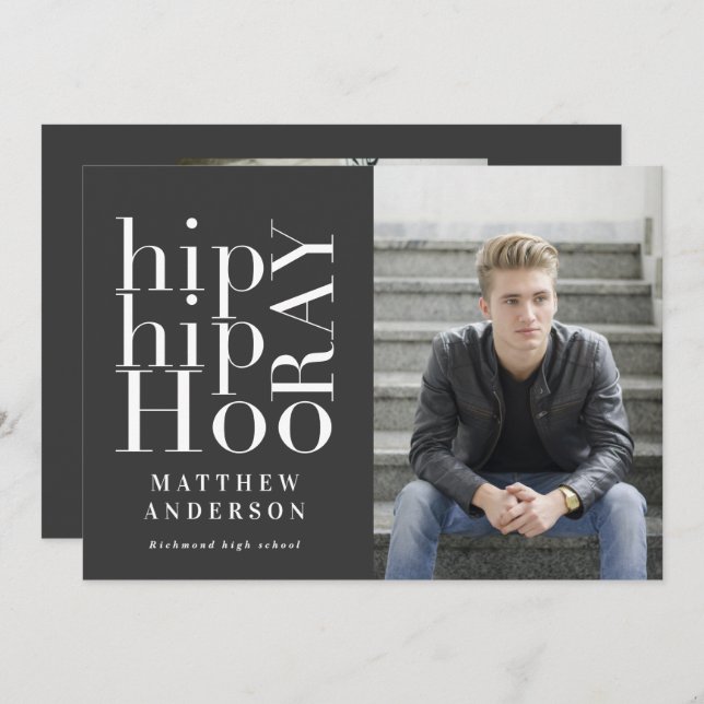 Anúncio Festa de formatura de fotos multi do Hip Horay (Frente/Verso)