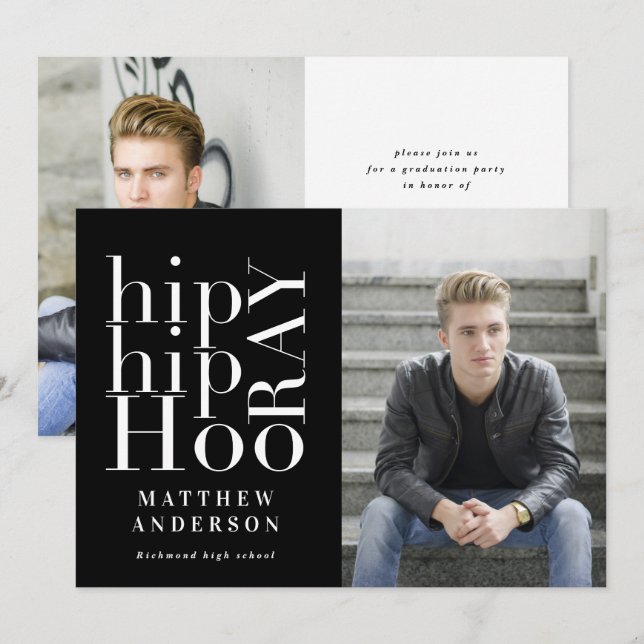 Anúncio Festa de formatura de fotos multi do Hip Horay (Frente/Verso)