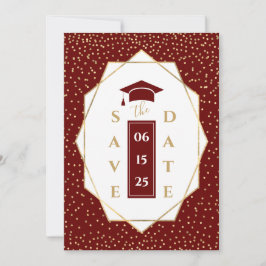 Anúncio Festa de formatura Geométrica Dourada Vermelha Esc