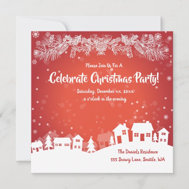 Anúncio Festa de Natal Festiva, Vermelho, Branco, (Frente)