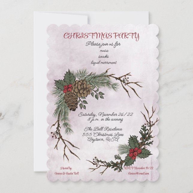 Anúncio Festa de Natal Pine Cone Wreath (Frente)