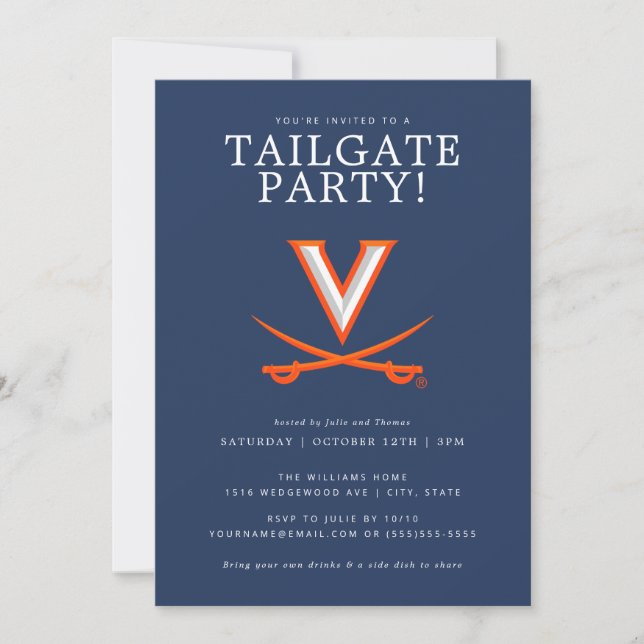 Anúncio Festa de Pré-Jogo dos Virginia Cavaliers (Frente)