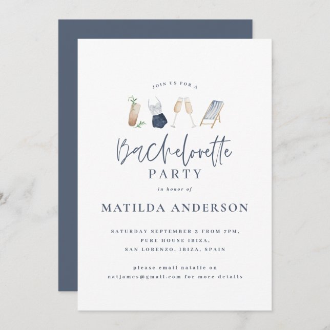 Anúncio Festa de solteira moderna de na moda azul-menina (Frente/Verso)