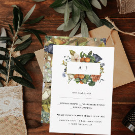 Anúncio Fim de Verão Floral Cítrico | RSVP de Casamento Bo