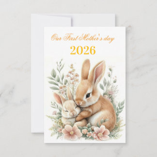 Anúncio First mother's day 2026 watercolor bunny rabbit 
