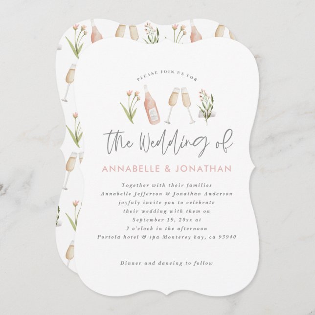 Anúncio flor de campo floral champanhe moderno script (Frente/Verso)