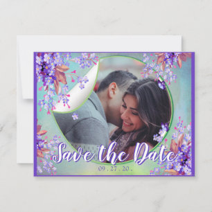 Anúncio Flor de Não-me-esqueças Lilás Save the dates