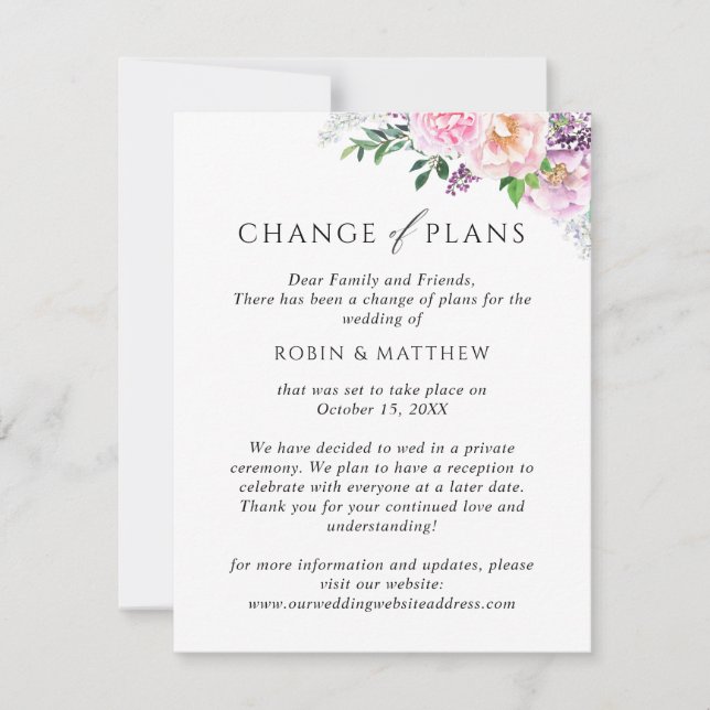 Anúncio Floral Alegre, Mudança de Planos Casamento (Frente)