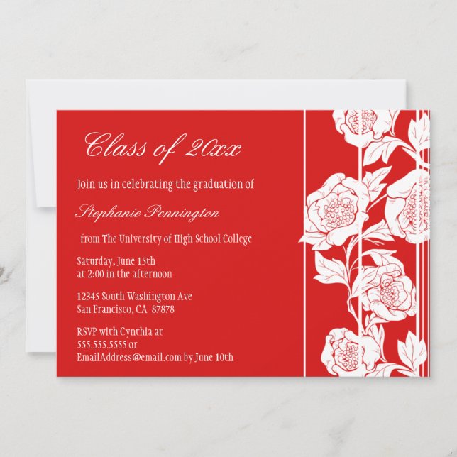 Anúncio floral branco vermelho da festa de (Frente)