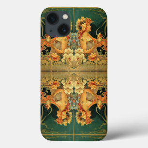 Anúncio floral de chocolate quente Art nouveau