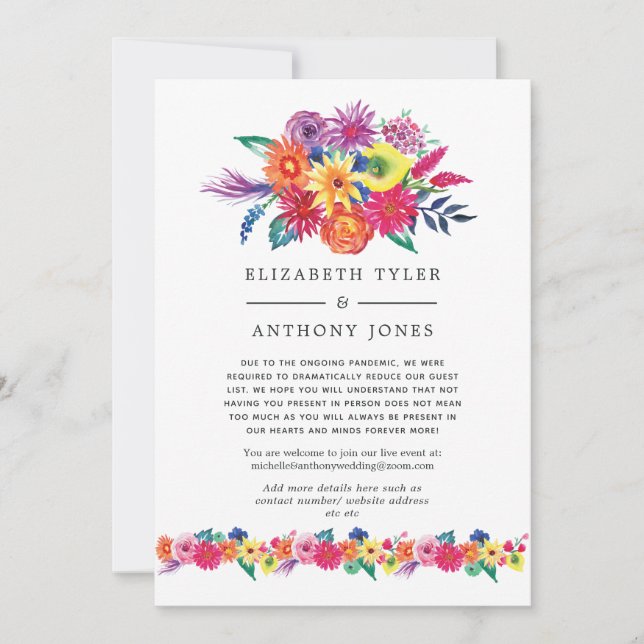 Anúncio Floral Fiesta Lista de convidados Reduzida (Frente)