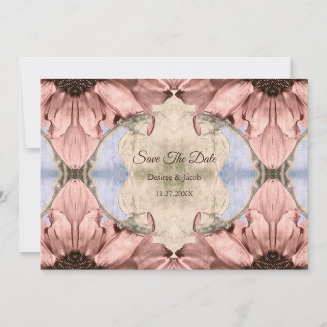 Anúncio Floral Rosa Dourado Rubor Rosa Salve A Data (Frente)