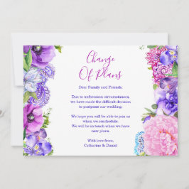 Anúncio Floral Roxo Paisley Mudança de Planos Adiamento