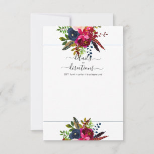 Anúncio Flores de Aquarela Bege, Borgonha+Navy