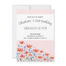 Flores De Campo Aquarela Em Vermelho Suave E Azul