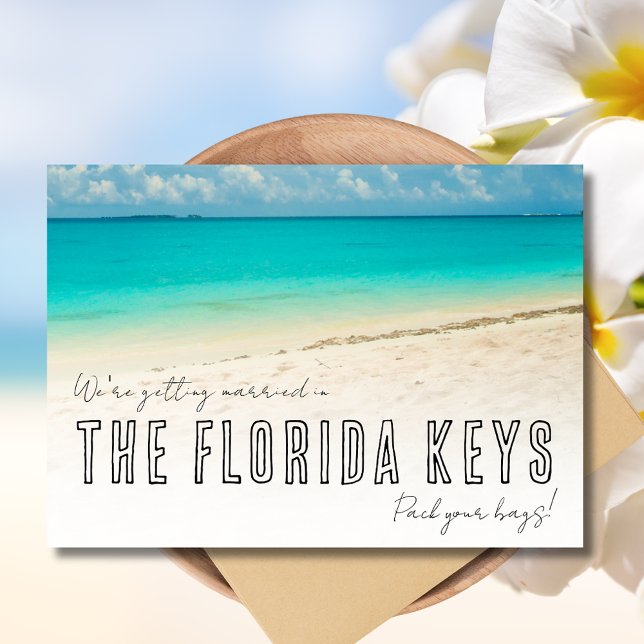 Anúncio Florida Keys Beach Wedding Salva a Data (Florida Keys Beach Wedding Save the Date Announcement)