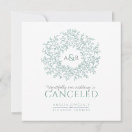 Anúncio Folhas verdes de monograma casamento cancelado