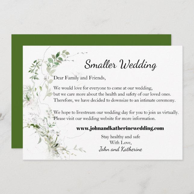 Anúncio Folhas Verdes Elegantes Clássicas Casamento Menor (Frente/Verso)