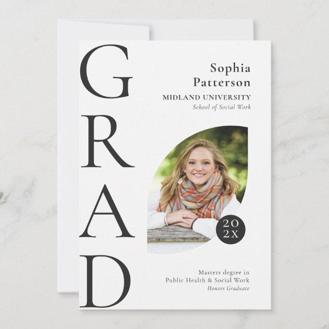 Anúncio Formando de faculdade, foto em preto-e-branco (Frente)