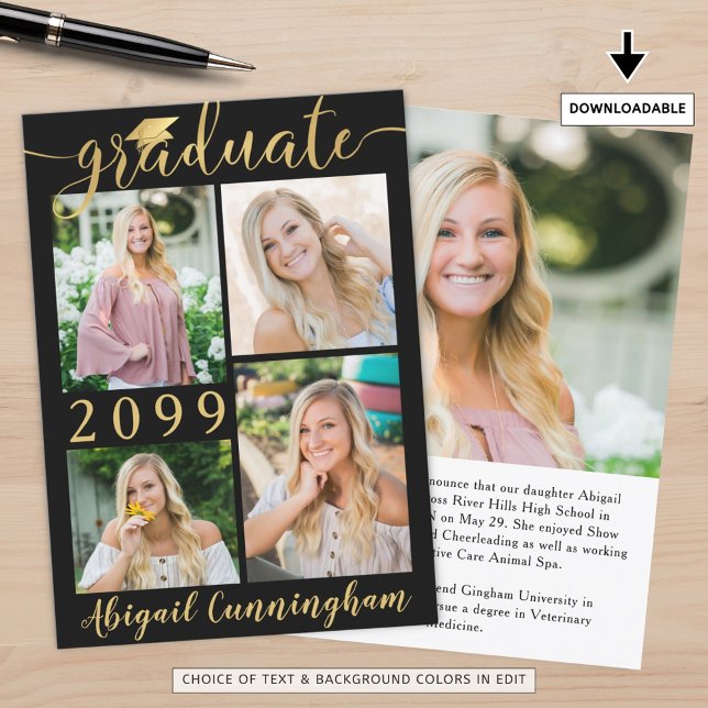 Anúncio Formando de Fotografia do Script Dourado 5 Preto M (Criador carregado)