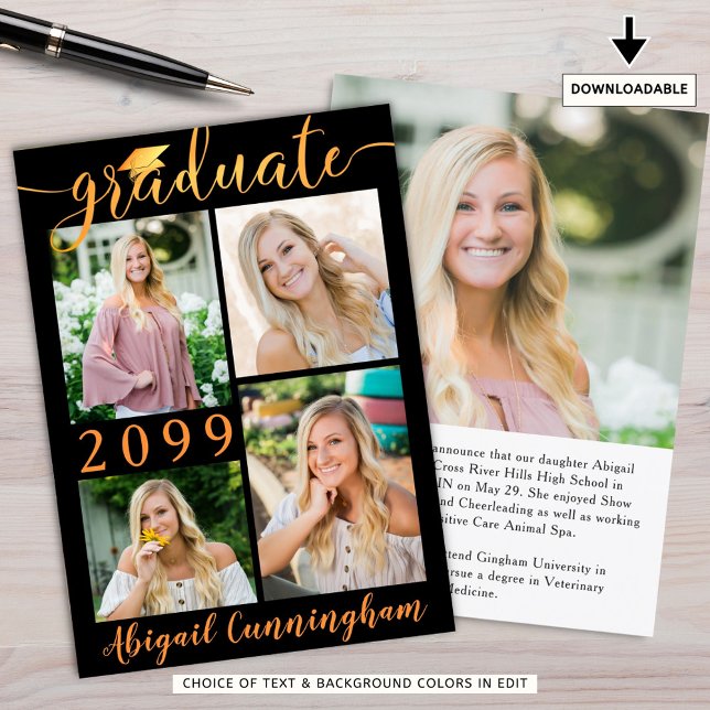 Anúncio Formando de Fotografias do Script 5 Preto Moderno (Criador carregado)